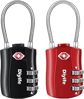 TSA Luggage Locks, [Newest Version][2 Packs] Diyife 3-Digit Security Padlock, Combination Padlocks, Code Lock for Travel Suitcases Luggage Bag Case etc.(Black&Red)