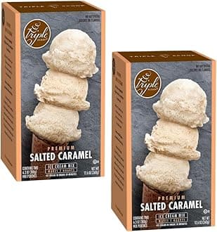 Premium Salted Caramel (2) Ice Cream Mix For Ice Cream Maker. Simple, Easy, Delicious. From Gourmet Mix To Maker in 5 Minutes, Makes 2 Creamy Qrts, Made in USA (2 Pack, Salted Caramel)