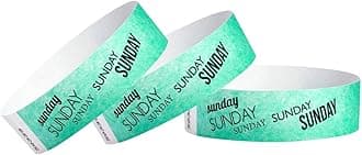 500 WristCo Sunday Aqua Tyvek Wristbands for Events - ¾” x 10” - Waterproof Recyclable Comfortable Tear Resistant Paper Bracelets Wrist Bands for Concerts Festivals Admission Party Tours