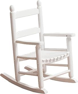 Child Rocking Chair Kids Wooden Rocker Small Baby Toddler Ages 3-6 White Comfy Furniture Outdoor Indoor Reading Room Bedroom Livingroom