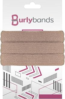 Burlybands - The Ultimate Hair Ties for Thick Heavy or Curly Hair. No Slipping Damage Breaking or Stretching Out. Seamless Ponytail Holders Scrunchies Sports Hair Ties for Thick Hair (Lt Brown 3 Pcs)