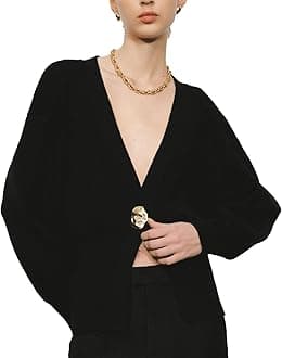 URBAN REVIVO Women Knitted Cardigans Long Sleeve V-Neck Lightweight Sweater One Leaf Button Down Outwear