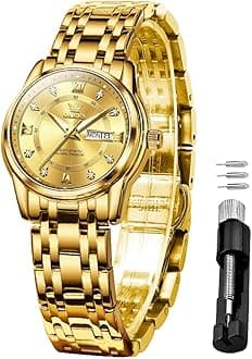 OLEVS Women Watch Stainless Steel Waterproof Diamond Small Face Quartz Analog Ladies Watches Fashion Gold Dial Women Wrist Watch