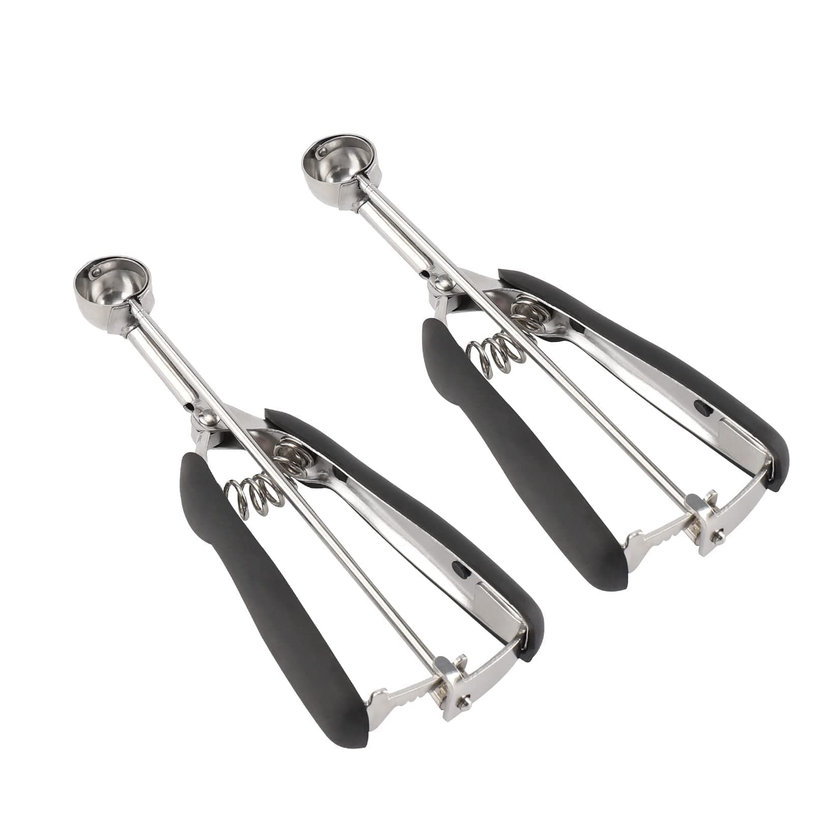 Small Cookie Scoop Set - 2 PCS Include 1 tsp / 2 tsp Cookie Dough Scoops, Cookies Scoops for Baking, Made of 18/8 Stainless Steel, Good Soft Grips, Quick Trigger Release
