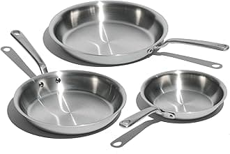 Made In Cookware - 3-Piece (Includes 8",10",12") Stainless Frying Pan Set - 5 Ply Stainless Clad - Professional Cookware - Made In USA - Induction Compatible