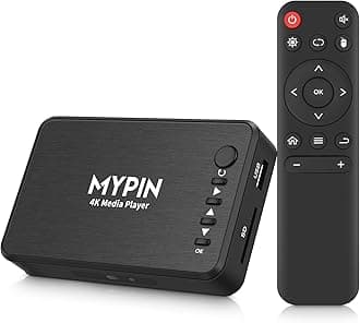 4K Media Player, MYPIN HDMI Media Player Read USB drive/SD card with HD HDMI/AV/VGA Output for RMVB/MKV/JPEG etc with Remote Control