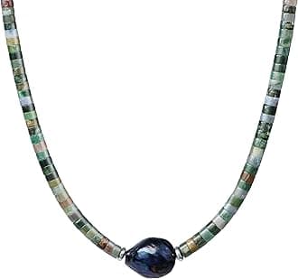 TIYO Mens Necklace Black Pearl Pendant Men’s Beaded Necklace for Men Jewelry Beach Surfer Necklaces for Fathers, Boyfriend, Husbands Gifts