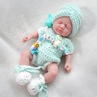 7 Inch Mini Silicone Baby, Reborn Baby Dolls Silicone Full Body Girl Lucy, Realistic Newborn Baby Doll Real Life Miniature Baby Doll with Feeding Accessories