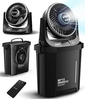 Portable Misting Fan with 9L Bucket, 20000mAh Rechargeable Battery Powered Floor Fan for Outside Travel, Replaceable Spray Nozzle&Battery,Outdoor Cooling Mist Fans for Patio - Yellow