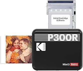 Kodak Mini 3 Retro 3x3 Portable Photo Printer, Compatible with iOS, Android & Bluetooth Devices, Real Photo: 4Pass Technology & Laminating Process, Print Photos - Black