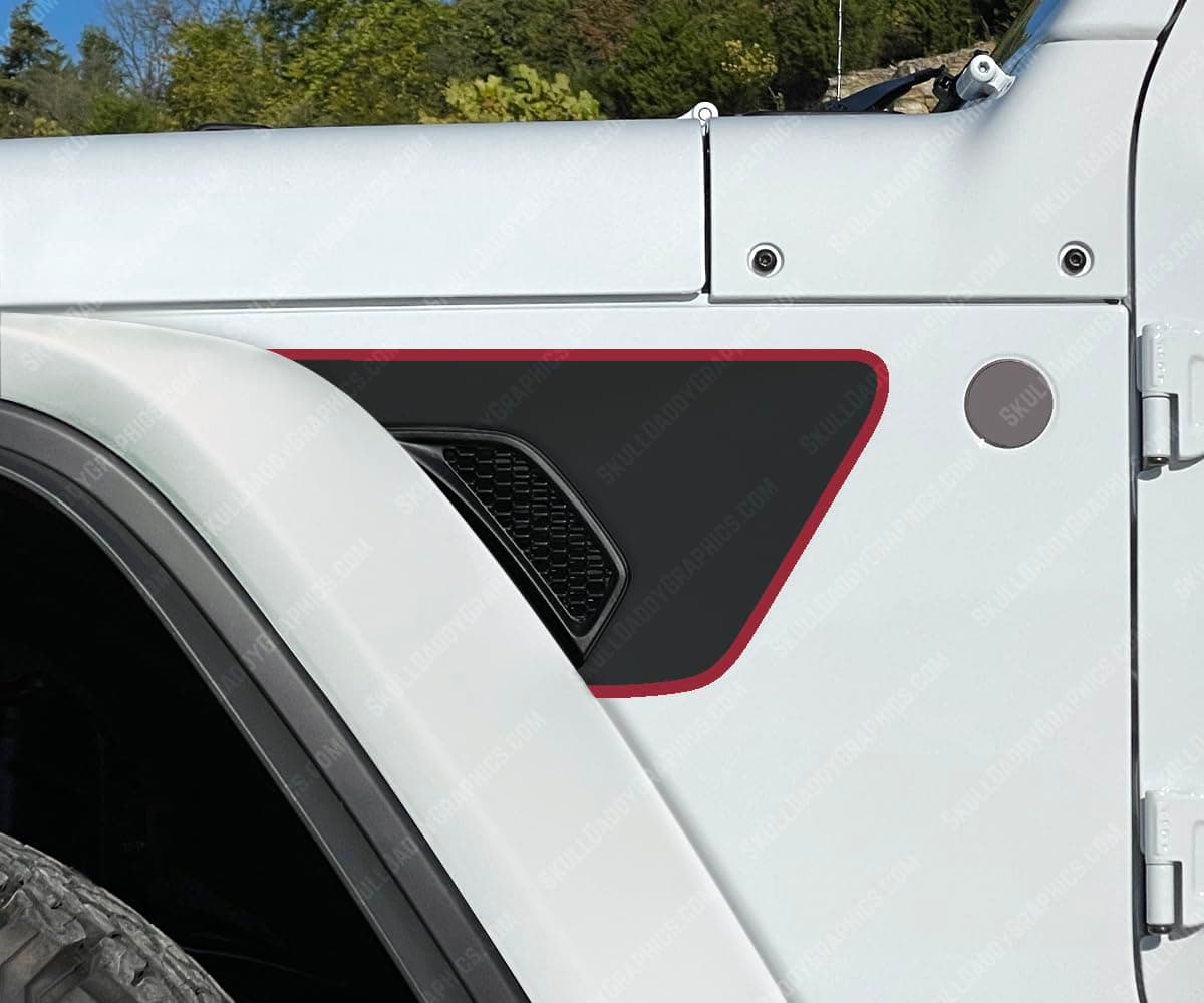 Skull Daddy Graphics Solid Fender Vent Decals Compatible with fit Jeep Wrangler Gladiator Rubicon JL JT 2018-2026 (Matte Black/Rubi Red)
