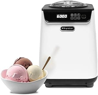 Ice Cream Maker Machine Automatic 1.28 Qt Upright with Built-in Compressor, LCD Digital Display & Timer, No Pre-Freezing, ICM-128WS, White
