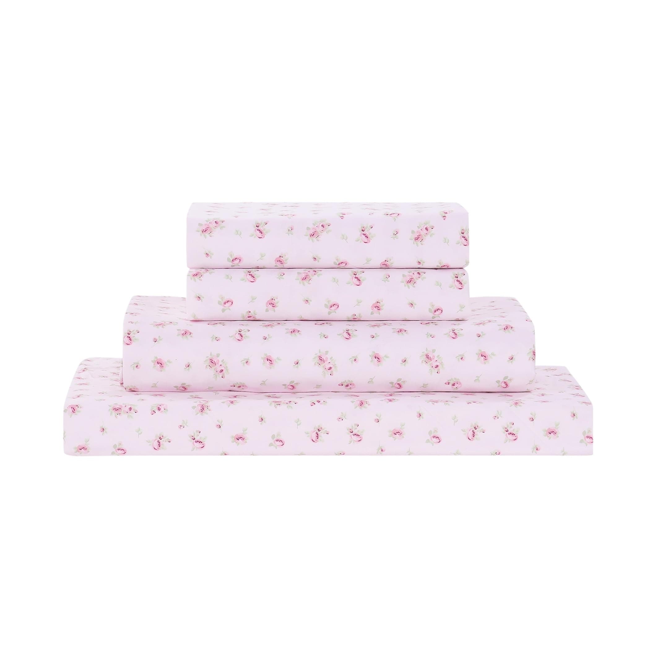 Modern Threads - Soft Microfiber Rose Printed Sheets - Luxurious Microfiber Bed Sheets - Includes Flat Sheet, Fitted Sheet with Deep Pockets, & Pillowcases