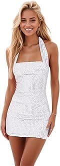 Sequin Sparkly Homecoming Dresses Short for Teens 2025 Halter Open Back Mini Tight Prom Cocktail Party Dress