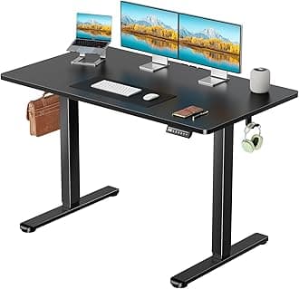Marsail Electric Standing Desk with One-Piece Desktop,48 x 24 inch Height Adjustable Office Gaming Computer Desk with Deeper Tabletop,Home Office Stand up Desk with 4 Memory Presets, Desk for Bedroom