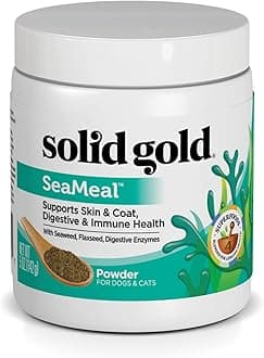 Solid Gold Cat & Dog Multivitamin Powder - Kelp Powder, Omega 3 & Vitamins for Dental, Digestive, Immune, Skin & Coat Health - Multi Vitamin for Dogs & Cats - Cat & Dog Food Additive Supplement - 5oz