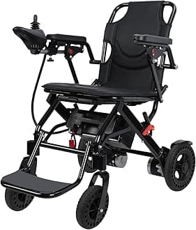 Electric Wheelchair for Adults,12.4-Mile Travel Range, 24V 180W Dual Motors & Aircraft Aluminum Frame,Ultra-Light Foldable Motorized Wheelchair for Seniors Black US Plug