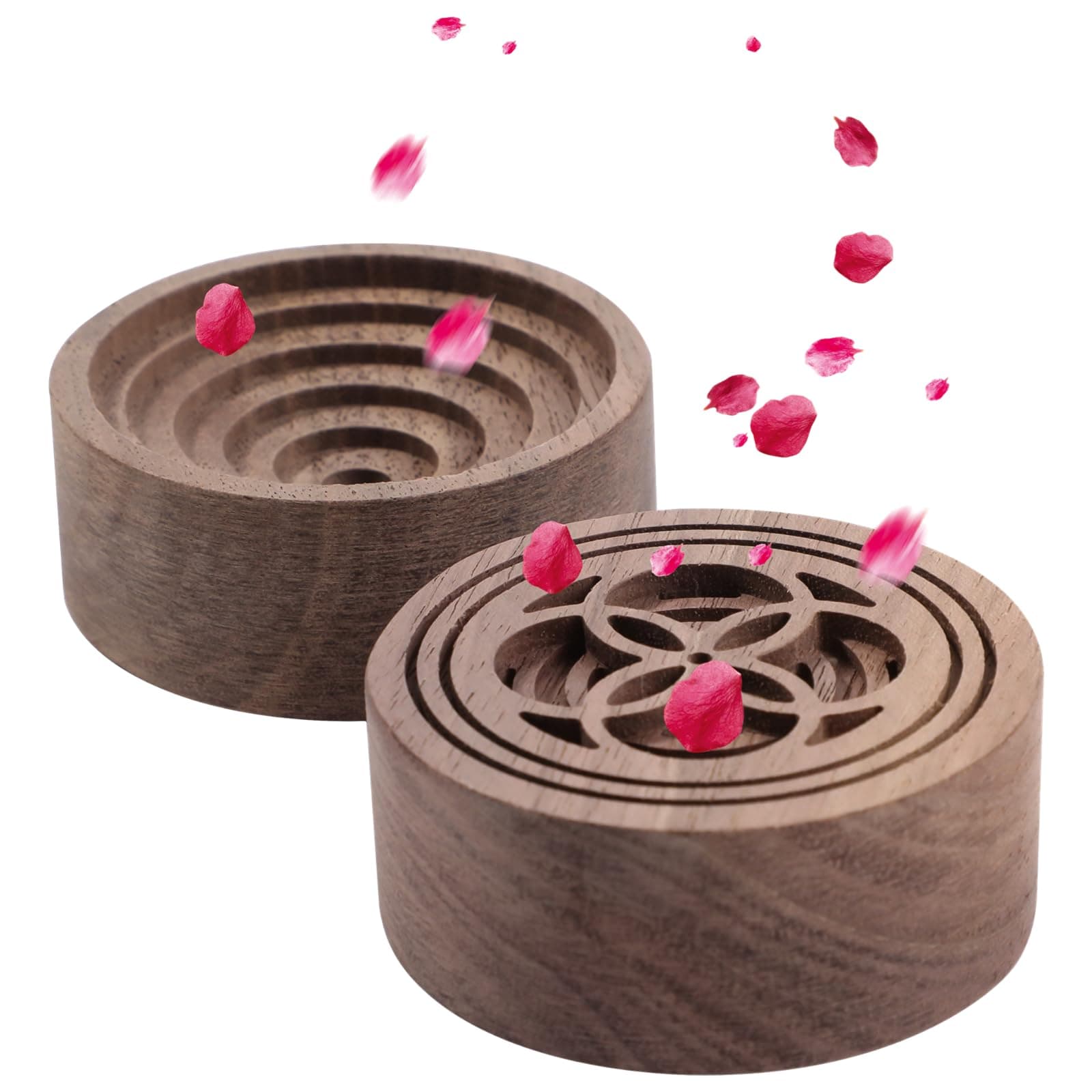 2 PCS Wooden Essential Oil Diffuser, Walnut Wood Diffuser, Aromatherapy Diffuser, Small Round Diffuser for Home, Offices, Cars, Yoga Rooms, Sauna Rooms, SPA Centers