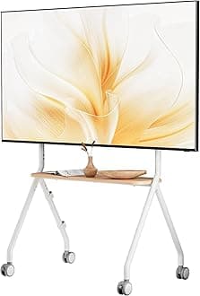 - Easel Rolling TV Stand for 49-80 Inch TV Screen up to 110 LBS, Portable TV Stand with Wheels, Rolling TV Cart for Business, Office, School, Home, White
