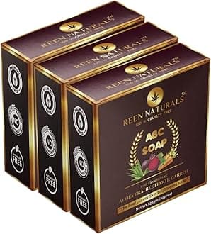 Reen Naturals ABC SOAP | Luxury Skin Brightening Soap | 100% Natural Aloe Vera, Beetroot & Carrot Extracts with Rich Butter and Rose Essential oil | Handmade Soap 125gm (3X 125gm)