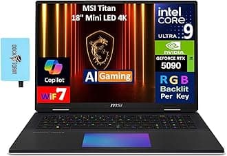 msi Titan 18 HX AI Gaming Laptop 18" 120Hz Mini LED 4K Display (Intel Ultra 9-285HX, GeForce RTX 5090 24GB, 64GB DDR5, 2x4TB SSD (8TB), 2 Thunderbolt 5, Copilot, Win 11 Pro) w/DKZ USB Port Expander