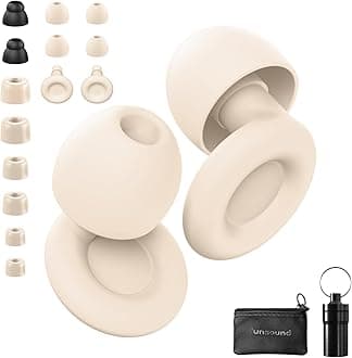 Ear Plugs for Sleeping Noise Reduction Reuseable, Concerts, Focus, Travel, Work, High Fidelity – 7 Pairs Eartips – Flexible Soft – Touch – NRR of 24 and 27 dB Noise Cancelling (Skin)