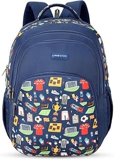 Lavie SportSporty 39L Printed School Unisex Backpack with Rain cover for Boys/Girls (Navy)