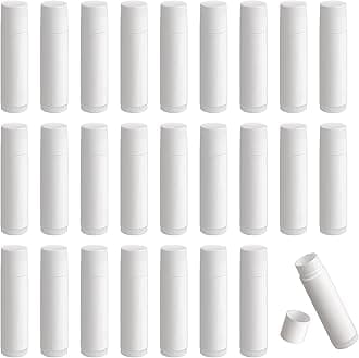 Lip Balm Containers, 25pcs Empty Tubes, Reuseable Plastic Lipstick Containers Refillable With Cap for DIY Homemade (White, 5g)
