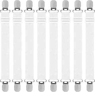 8 Pcs Bed Sheet Clips, (30cm -130cm) Adjustable Bed Sheet Fasteners, Elastic Fitted Sheet Straps with Clips, White Sheet Clips for Bedding, Mattress Covers, Bed Sheets, Sofa Cushion