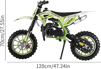 50cc Dirt Bike for Kids ＆ Adults, Mini Motorcycle Gas Powered, Off-Road Pocket Motorbike, Gas Dirt Bikes with Dual Disc Brakes, Kids Dirt Bike Up to 40KM/H, Bearing 330LBS