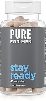 Pure for Men Original Cleanliness Stay Ready Fiber Supplement | Helps Promote Digestive Regularity | Psyllium Husk, Aloe Vera, Chia Seeds, Flaxseeds | Proprietary Formula | 60 Vegan Capsules