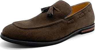 CMM Men's Suede Slippers Loafers Dress Shoes with Tassel Flats Slip-on Prom Loafer