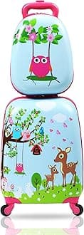 SandinrayliKid Luggage Set, 12” Backpack & 16” Kid Carry on Suitcase with Spinner Wheels, Travel Rolling Luggage for Girl