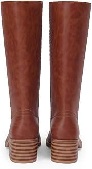 Adolilove Mid Calf Boots for Women Chunky Block Low Heel Square Toe Comfortable Casual Trendy Stylish Boots