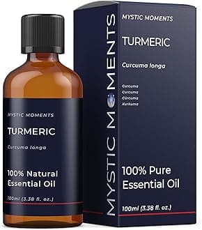 Mystic Moments | Turmeric Essential Oil 100ml (Curcuma Longa) | Warm Spicy Earthy Aroma | Uplifting & Grounding Scent for Diffusers and Aromatherapy