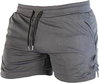 Men's Casual Bodybuilding Gym Shorts Workout Training Quick Dry Short Pants Lightweight Fitness Exercise Shorts (Grey,Large)