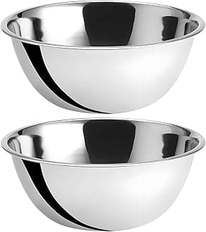 OCS Parts 8 Quart Mixing Bowls | Set of 2 | 13.25-Inch Stainless Steel Professional Grade Flat Base Mixing Bowls for Home and Commercial Kitchens