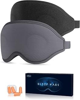 Sleep Mask, 2 Pack of Super Soft and Comfortable Eye Mask for Sleeping, 100% Blackout Sleep Aid Eye Mask for Men & Women with Adjustable Straps, Suitable for Travel, Night Sleeping, Nap