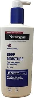 Neutrogena Norwegian Formula Deep Moisture Fast-Absorbing Body Lotion 400ml, Non-Greasy Body Moisturiser for Dry Skin with 10% Glycerine and Pro-Ceramide Technology, Provides 72-Hour Moisturisation