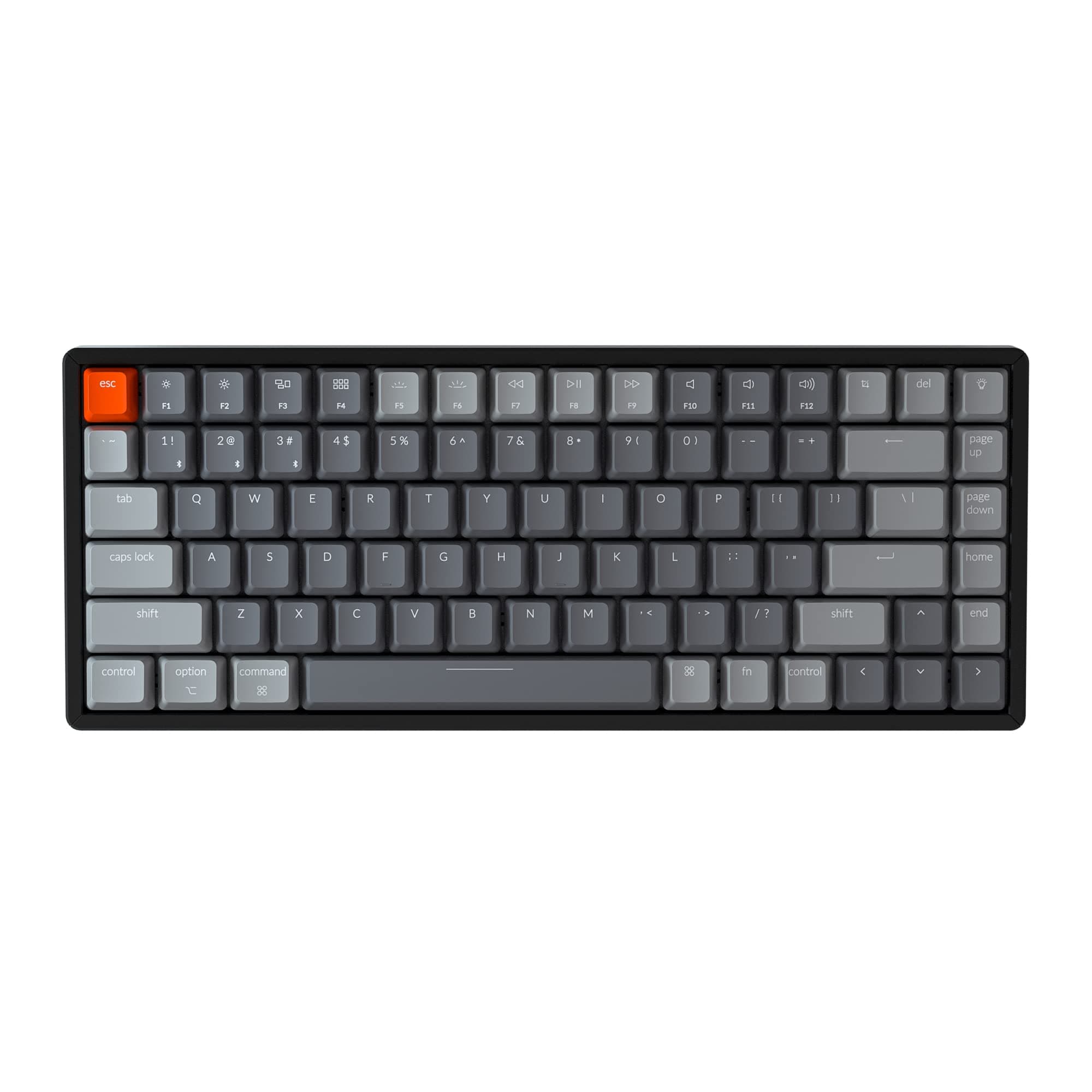 Keychron K2 Wireless Bluetooth/USB Wired Gaming Mechanical Keyboard, Compact 84 Keys RGB LED Backlight N-Key Rollover, Aluminum Frame for Mac Windows, Gateron Red Switch, Version 2