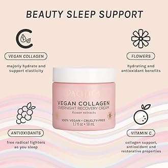 PACIFICA Vegan Collagen Overnight Recovery Cream for Unisex 1.7 oz Cream, WHITE