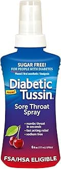 Sugar-Free Sore Throat Relief, Throat Numbing Spray for People with Diabetes, Wild Cherry, 6 Fl Oz