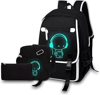 Large 3 Piece Backpack Set - Boys & Girls Teenage Reflective Waterproof School Satchel for Travel & Outdoor