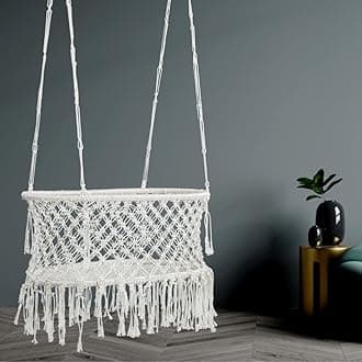 Baby Cradle for 0 to 2 Years/Newborn Baby Cradle/Hanging Cradle for Baby/Palna for New Born Baby/Baby Sleeping Bed/Thottil for New Born Baby/Polyester Rope Cradle with Metal Body-White