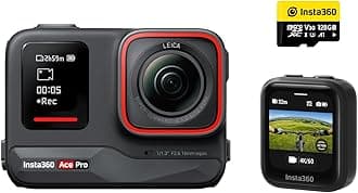 Insta360 Ace Pro Action Camera with Leica Waterproof 1/1.3” Sensor, AI Noise Reduction, High Image Quality, 4K 120fps, 2.4” Flip Screen, Advanced AI Functionality, Action Camera, GPS Photography Kit