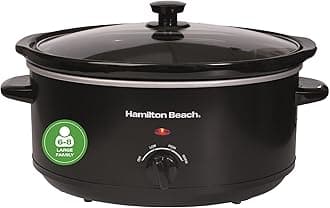 Hamilton Beach 6.5L Family Favourite Slow Cooker, 240W Energy-Efficient Design, Removable Oven-Safe Ceramic Bowl, 3 Heat Settings, Serves 6-8 People, Easy Clean, Black - HBSC070B