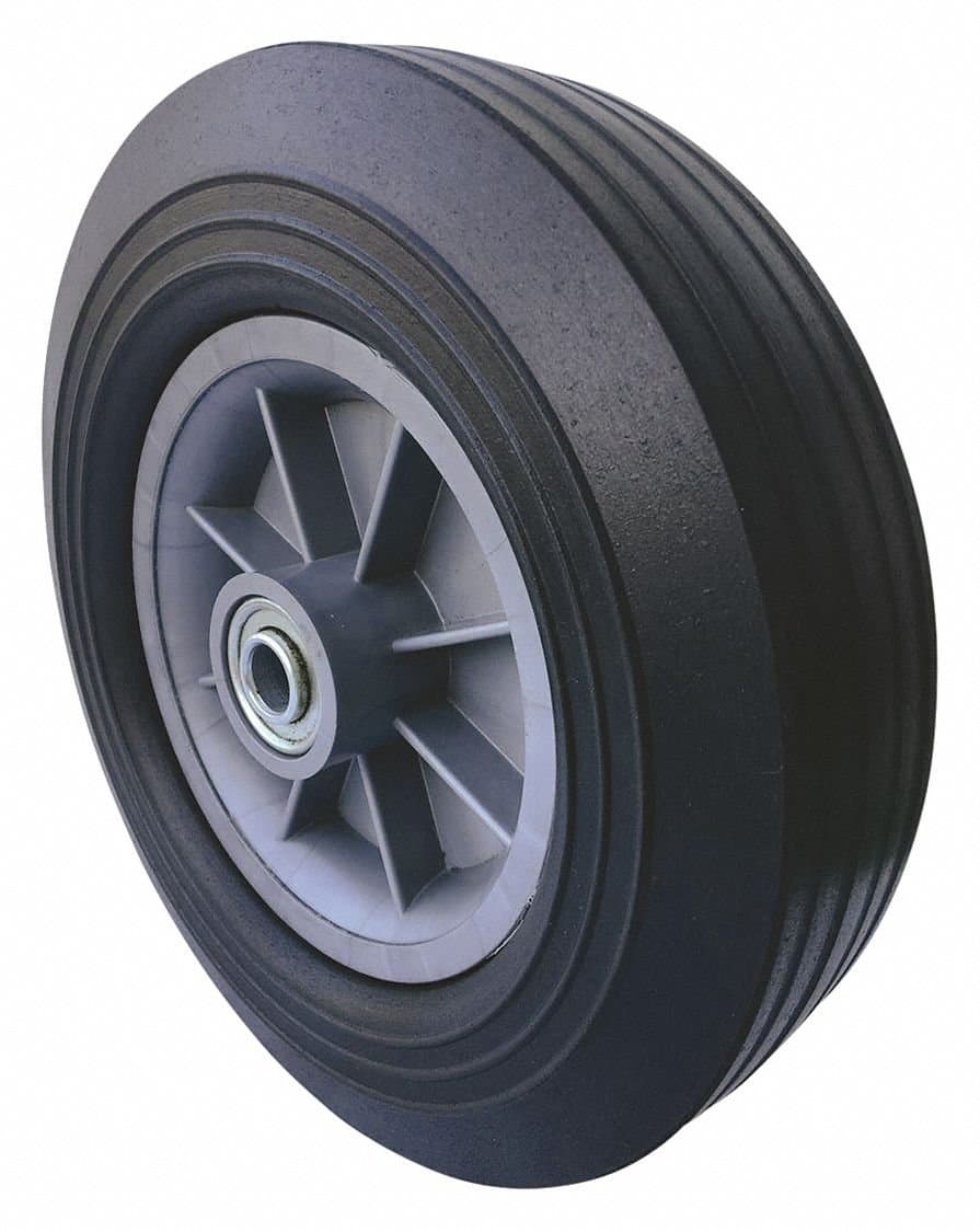 10" Light-Medium Duty Ribbed Tread Solid Rubber Wheel, 550 lb. Load Rating
