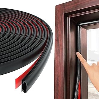 ESUFEIR 26Feet Door Weather Stripping Door Seal Strip,Self-Adhesive Rubber Door Insulation Weather Strip for Windows and Doors Soundproofing,Weatherstripping for Doors Frame Gap Blocker(Black)