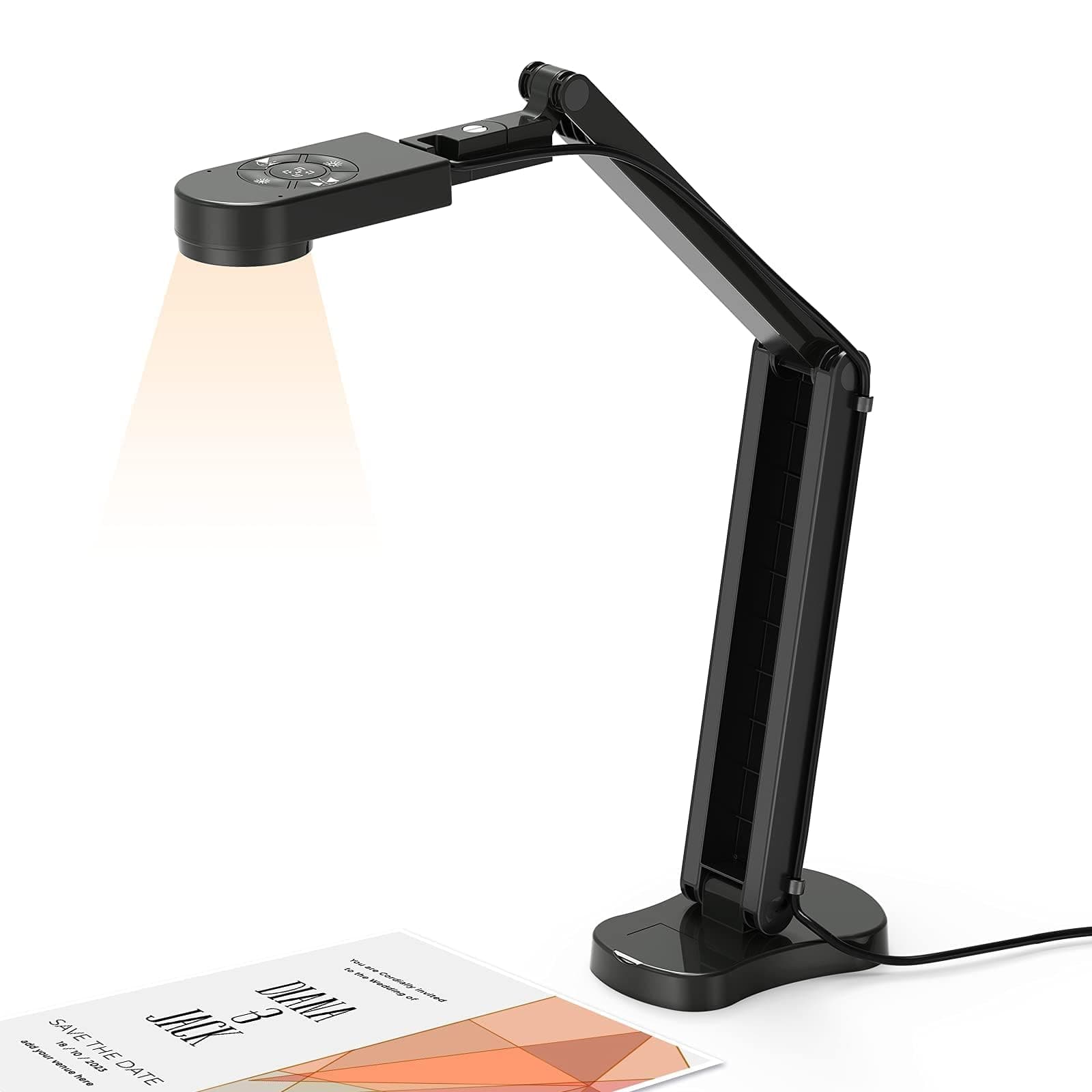 4K USB Document Camera for Teacher, 8MP Webcam & Visualiser for A3 Size with Dual Microphones, 3-Level LED Light, Image Invert, Foldable for Live Demo, Work with Windows, macOS and Chrome OS