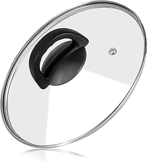 Tempered Glass Pan Lid, 8" Pot Lid with Heat Resistant Handle, Pan Cover for Frying Pan, Skillet, Cast Iron, Wok, Universal Cookware